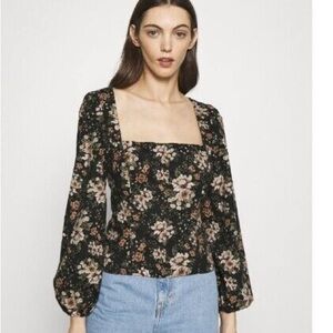 ABERCROMBIE & FITCH 3/4 length sleeve floral structured blouse